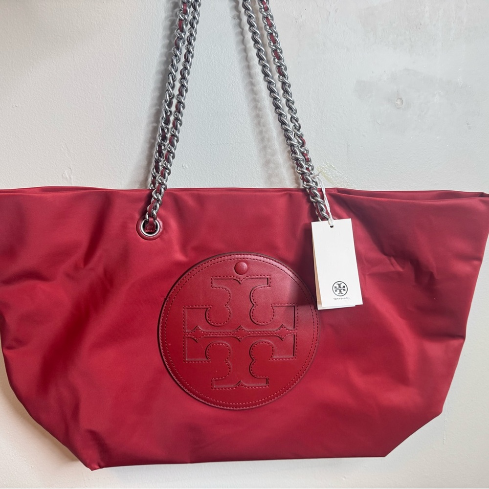 Tory Burch Crimson Tote with Chain Straps